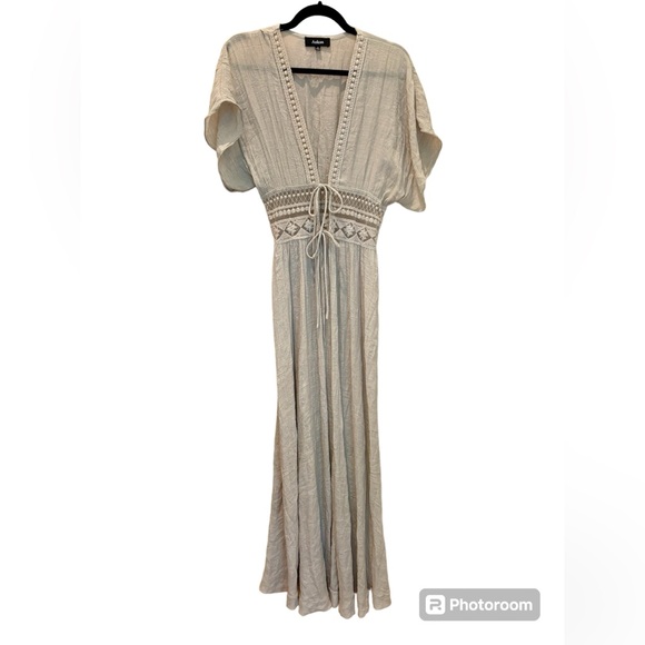 Anthropologie Dresses & Skirts - Aakaa Anthropologie Maxi Dress Boho Swim Cover Beige Size Small